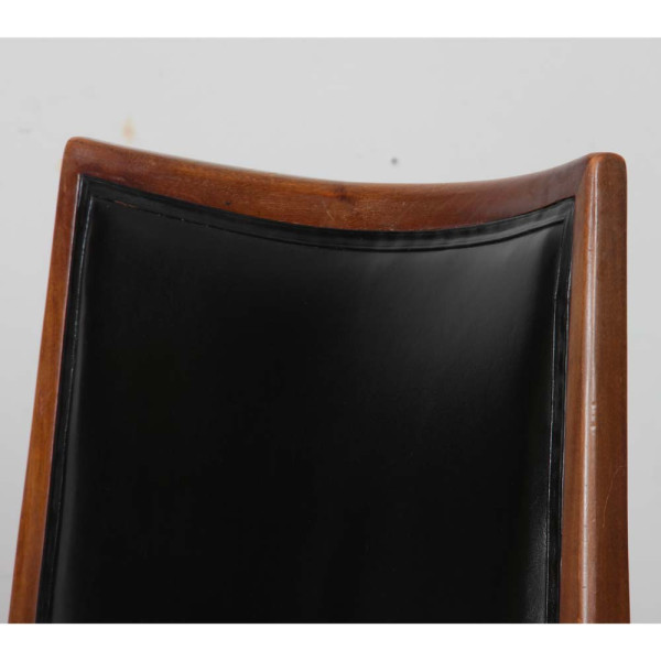 A pair of vintage wooden armchairs upholstered in imitation leather from the 1950s - 
