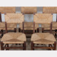Ensemble de 6 chaises paillées en chêne, travail français, 1950 - 