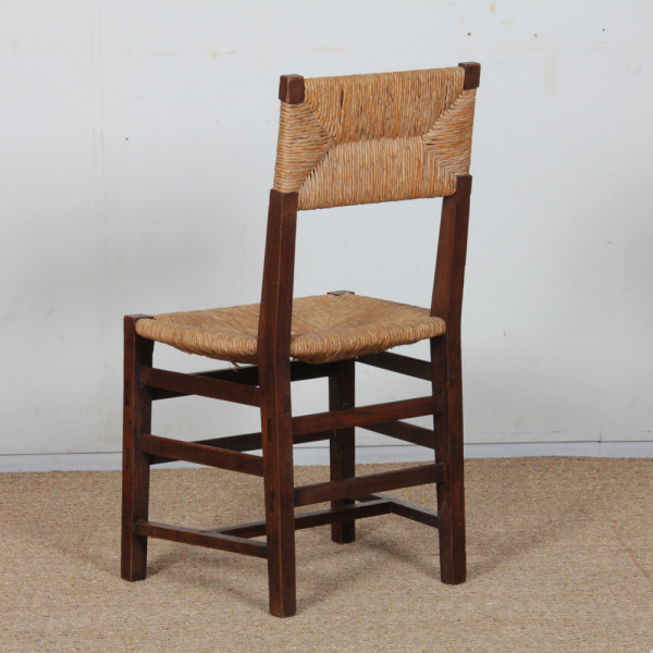 Set of 6 oak wicker chairs, French craftsmanship, 1950 - 