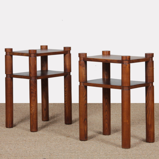 Pair of bedside tables/end tables in solid elm, 1950s–60s - 