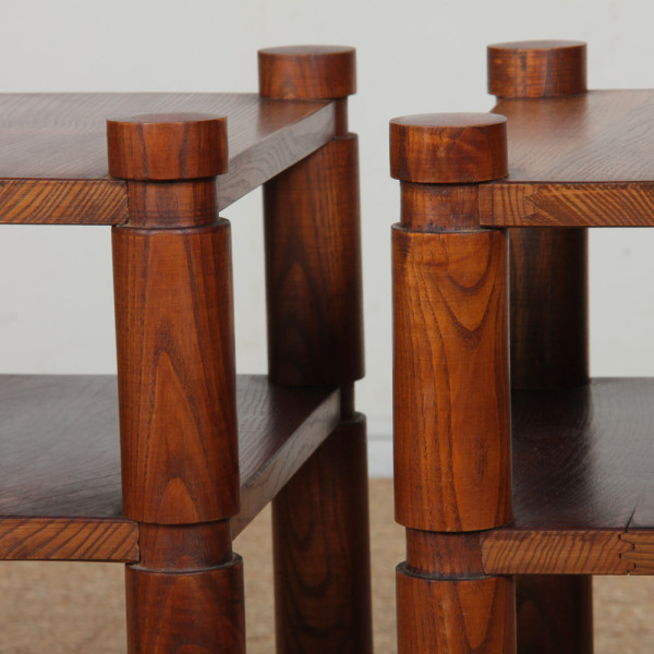 Pair of bedside tables/end tables in solid elm, 1950s–60s - 