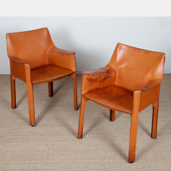 Pair of CAB 413 armchairs by Mario Bellini for Cassina, 1970s - 