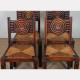 Set of 6 solid wood straw-seated chairs, made in France, 1940 - 