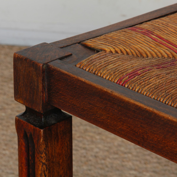 Set of 6 solid wood straw-seated chairs, made in France, 1940 - 