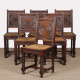 Set of 6 solid wood straw-seated chairs, French craftsmanship, 1940 - 