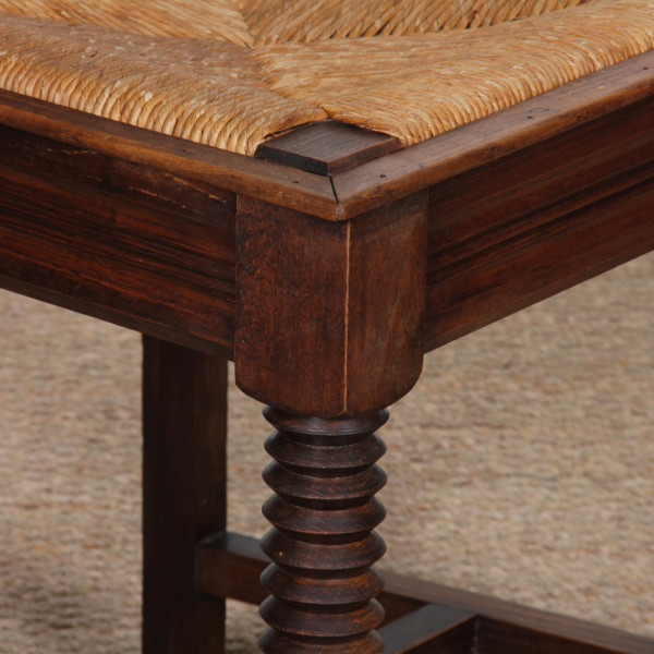 Pair of solid wood wicker chairs, French craftsmanship, 1940 - 