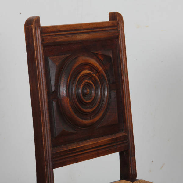 Pair of solid wood wicker chairs, French craftsmanship, 1940 - 