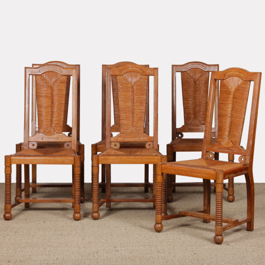 Set of 6 chairs in the style of Charles Dudouyt, 1950 - 