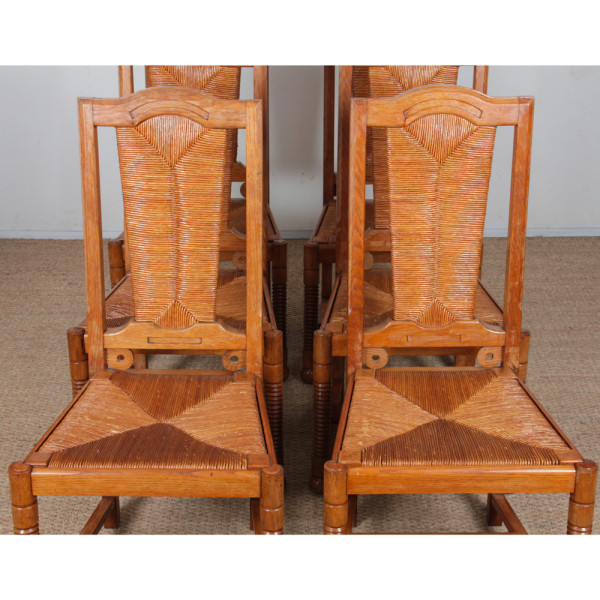 Suite de 6 chaises dans le goût de Charles Dudouyt, 1950 - 