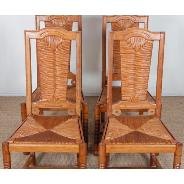 Suite de 6 chaises dans le goût de Charles Dudouyt, 1950 - 