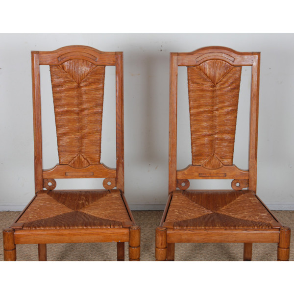 Suite de 6 chaises dans le goût de Charles Dudouyt, 1950 - 