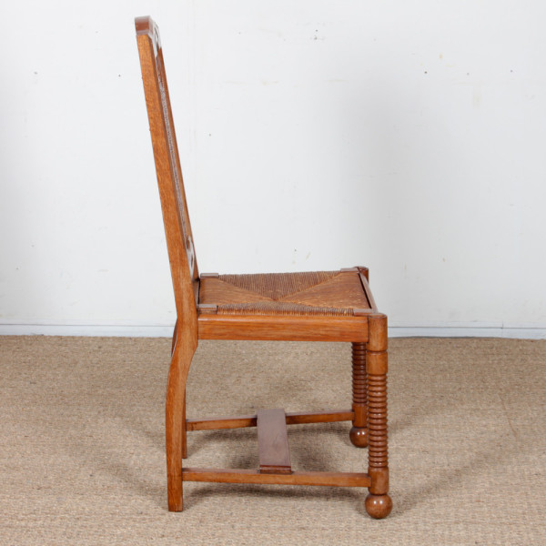 Suite de 6 chaises dans le goût de Charles Dudouyt, 1950 - 