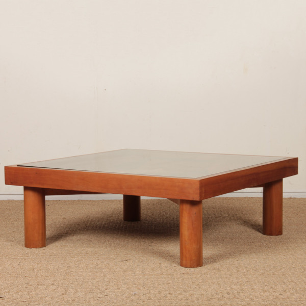 Square coffee table, handcrafted marquetry, 1985 - 