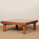 Table basse carrée, travail artisanal en marqueterie, 1985 - 