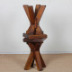 A pair of solid oak stools, made in France, 1960 - 