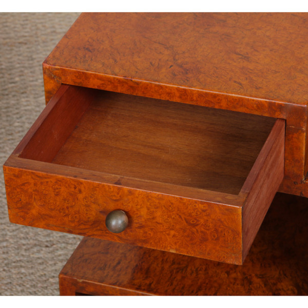 Paire de chevets en bois loupe des années 1930 - 