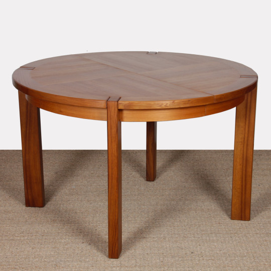 Table de repas ronde extensible en bois éditée par Monopoly, 1970 - 