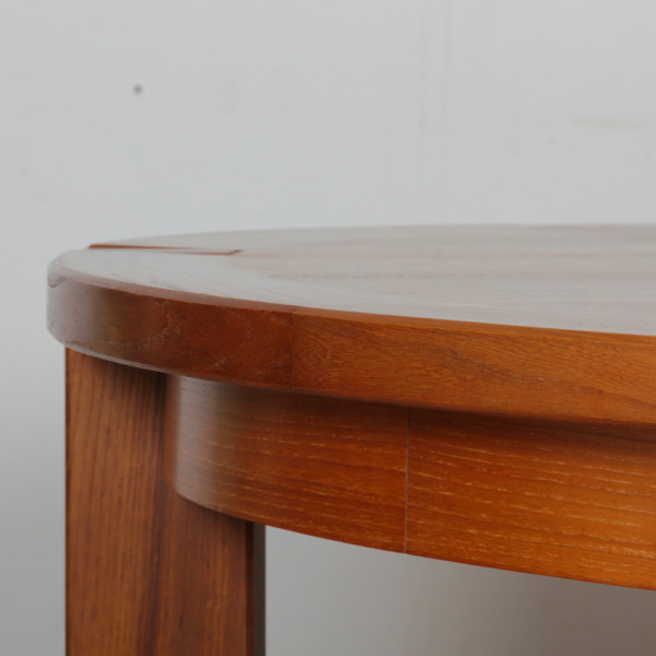 Table de repas ronde extensible en bois éditée par Monopoly, 1970 - 