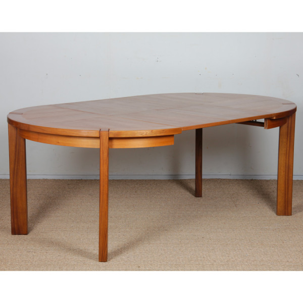 Table de repas ronde extensible en bois éditée par Monopoly, 1970 - 