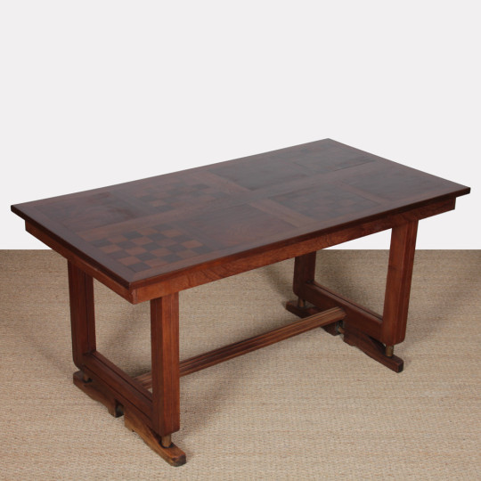 Wood and brass dining table, made in France, 1940 - 