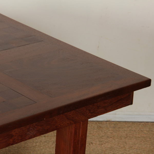 Wood and brass dining table, made in France, 1940 - 