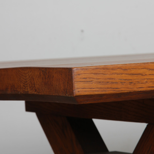 Table de repas en chêne massif, travail français, 1960 - 