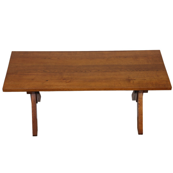 Solid oak dining table, made in France, 1960 - 