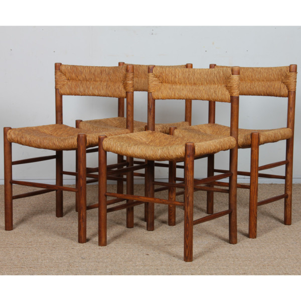 Suite de 4 chaises modèle Dordogne, édition Sentou, 1950 - 