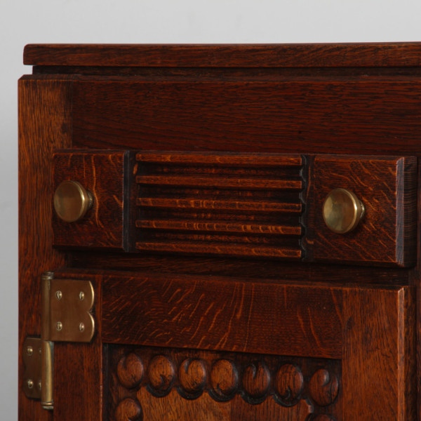 Oak and brass sideboard in the style of Charles Dudouyt, 1940 - 