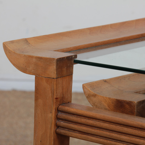 Suite de 3 tables gigognes en noyer par Maxime Old, circa 1940 - 