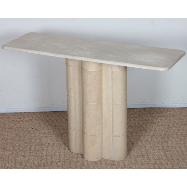Travertine console table, French-made in the 1970s - 