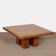Square coffee table made from burl birch from the 1980s - 