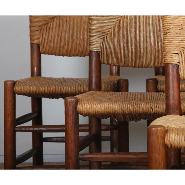 Série de 6 chaises, modèle Bauche n°19, par Charlotte Perriand, 1950 - 
