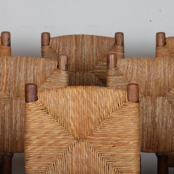 Set of 6 chairs, Bauche model no. 19, by Charlotte Perriand, 1950 - 