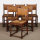 Suite de 6 chaises paillées en bois massif, travail français, 1950 - 