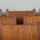 Set of 6 solid wood straw-seated chairs, French craftsmanship, 1950 - 