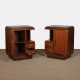 Pair of walnut and marble bedside tables from the 1940s - 