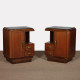 Pair of walnut and marble bedside tables from the 1940s - 