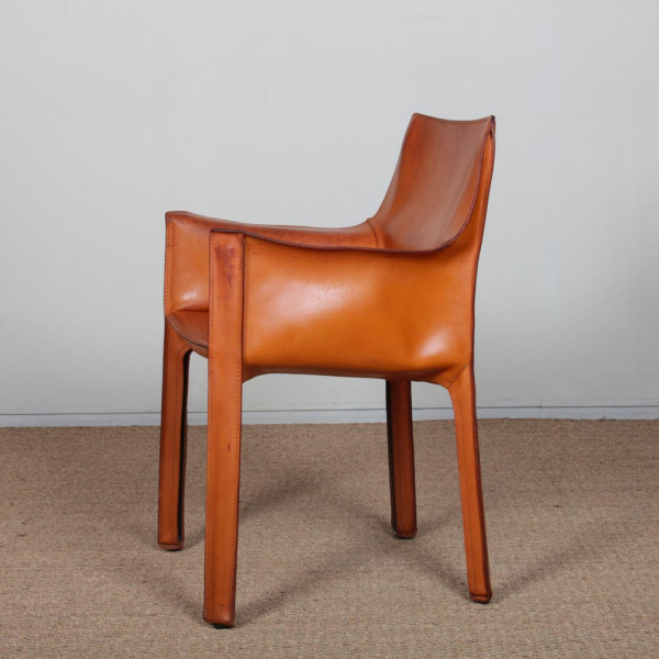 Fauteuil CAB 413 en cuir cognac, par Mario Bellini pour Cassina, 1970 - 