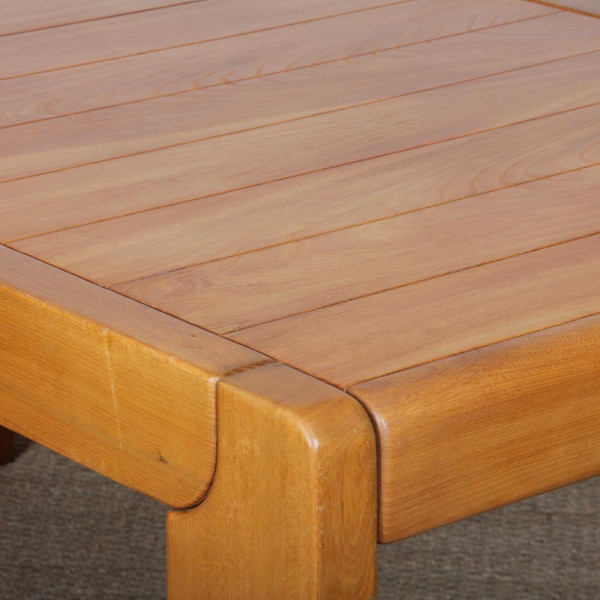 Table de repas en orme pour Maison Regain, 1970 - Design Français