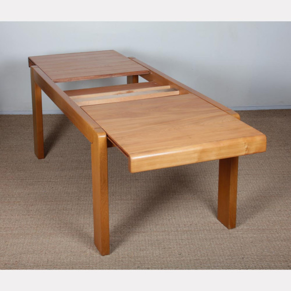 Table de repas en orme pour Maison Regain, 1970 - Design Français