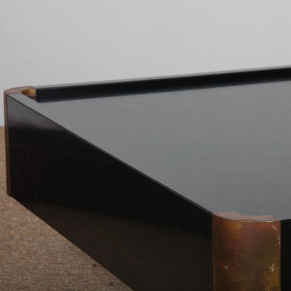 Wood and brass coffee table attributed to Willy Rizzo, 1970 - 