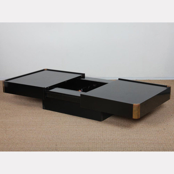 Wood and brass coffee table attributed to Willy Rizzo, 1970 - 