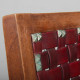 Pair of wooden and leather bridge armchairs from the 1950s - 