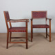 Paire de fauteuils bridges en bois et cuir des années 1950 - 