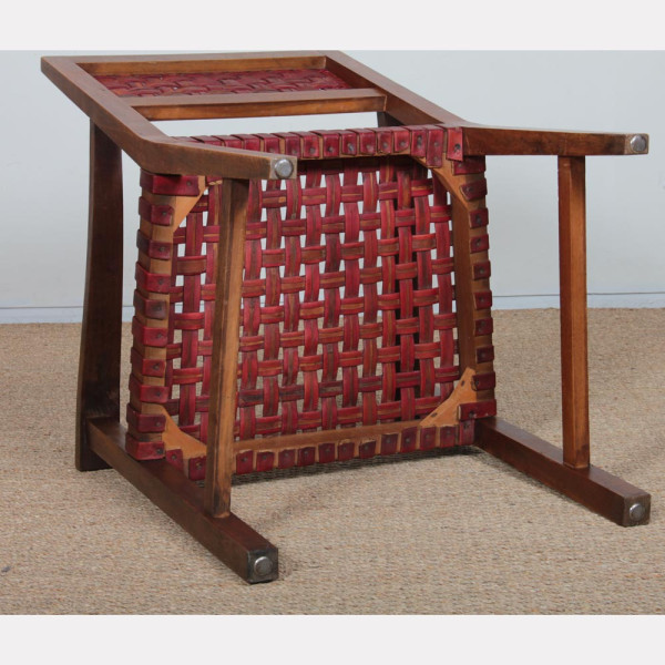 Paire de fauteuils bridges en bois et cuir des années 1950 - 