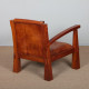 Paire de fauteuils en bois massif et cuir des années 1980 - 