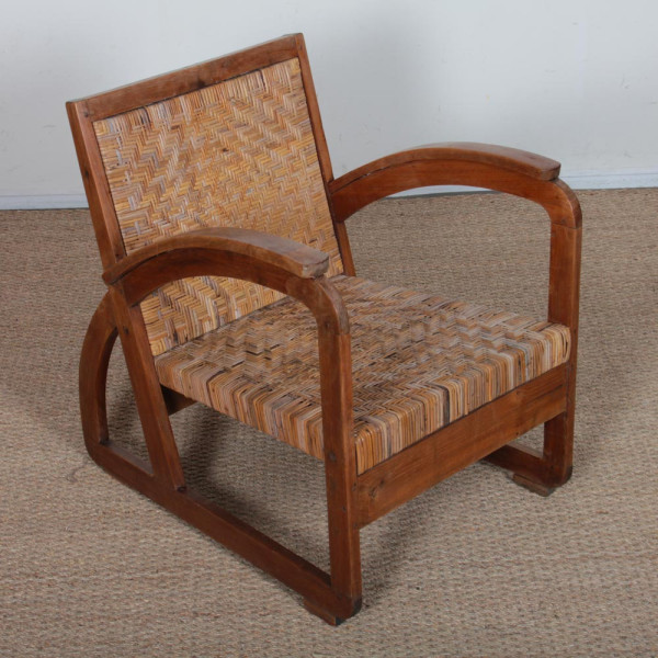 Rattan armchair in the style of Francis Jourdain, 1930 - 