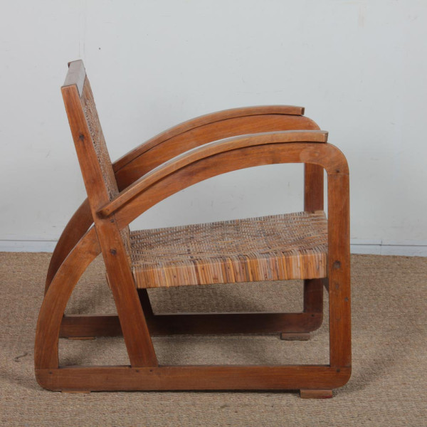Fauteuil en rotin dans le goût de Francis Jourdain, 1930 - 