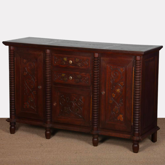 Buffet en chêne et laiton dans le goût de Charles Dudouyt, 1940 - 